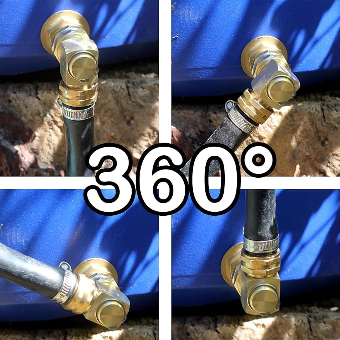 Garden Hose Swivel elbow Connector 90 Degree Solid Brass Pipe Fittings Hose Kink Protector (1 Pack)