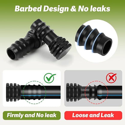 20 Pack 1/2 Inch Drip Irrigation Barbed End Plug Fitting, 1/2'' Dripline End Cap Connectors for 1/2 Inch Irrigation Tubing (0.520"ID-0.650" OD) for Garden Lawn Irrigation System