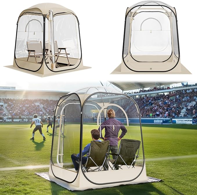 VEVOR Pop up Sports Tent, 8 Sizes Optional Clear Bubble Tent for 1-6 Person, Waterproof Outdoor Pod with Floor Mat & Top Cover, Garden Igloo Dome Tents Camping Shelter for Sports Watching