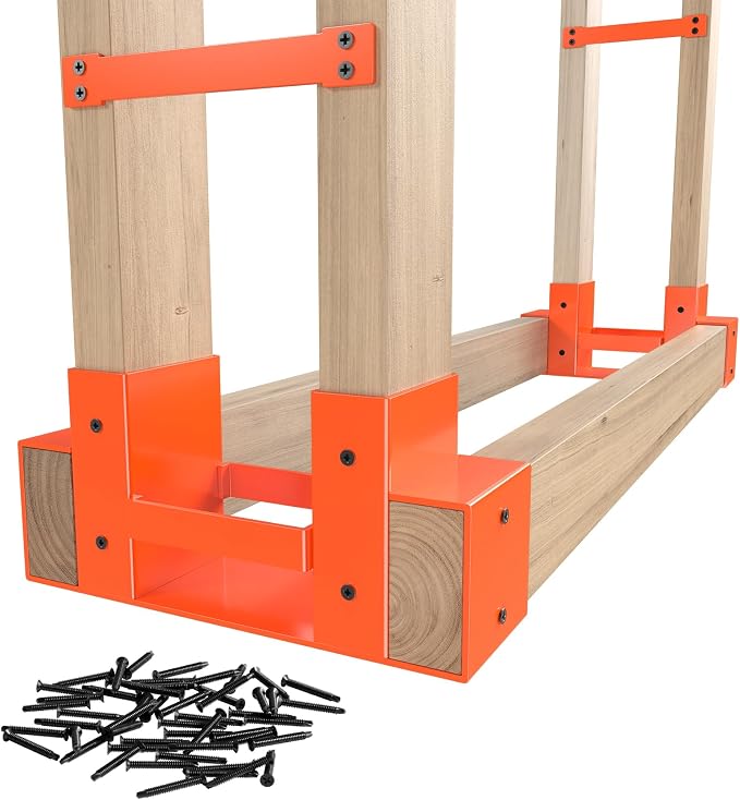 Mr IRONSTONE Firewood Rack Outdoor Indoor, Adjustable to ANY Length Firewood Log Rack Brackets Kit, Heavy Duty Fire Wood Storage Racks, Fireplace Wood Holder for Patio Deck