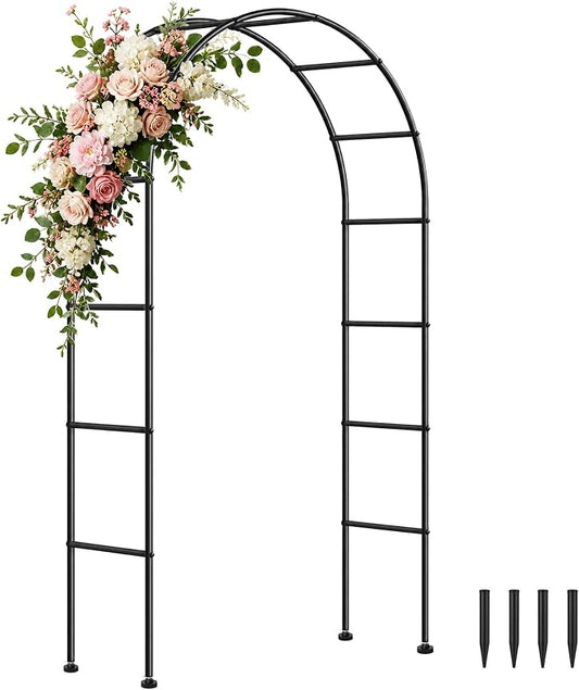 SUNLPH Thickness Metal Garden Arch Trellis for Climbing Plants, Rustproof, Black, 4.6x8.2 or 7.2x6.9 Ft, Wedding Arbor Archway for Bridal Party Flower Decoration