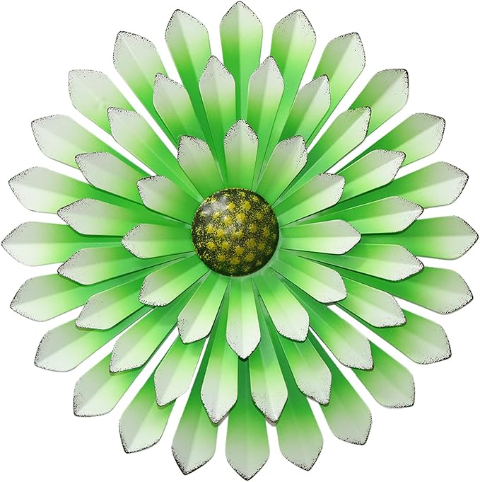 Metal Flowers Wall Decor Indoor Outdoor Metal Wall Art for Farmhouse Home Living Room Bedroom Bathroom Garden Decor - Green