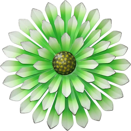 Metal Flowers Wall Decor Indoor Outdoor Metal Wall Art for Farmhouse Home Living Room Bedroom Bathroom Garden Decor - Green