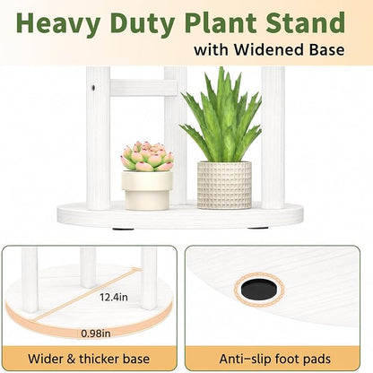 LASZOLA 3 Tiered Wood Plant Stand Indoor Corner, Flower Holder Rack Tall for Multiple Plants, Rustic Planter Shelf Display for Patio Garden Balcony Living Room, White