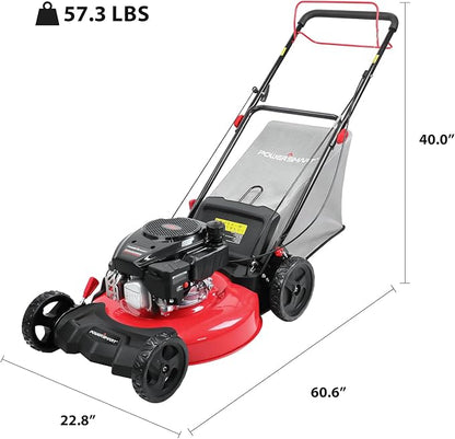 PowerSmart 21-Inch Self Propelled Gas Lawn Mower, 170cc OHV Engine, Rear-Wheel Drive, Steel Deck, 3-in-1 Walk-Behind Mower