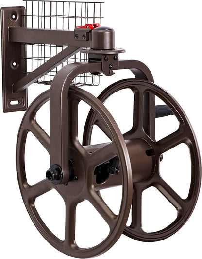 Liberty Garden Single Arm Navigator Hose Reel with Pull Up Latch, Bronze