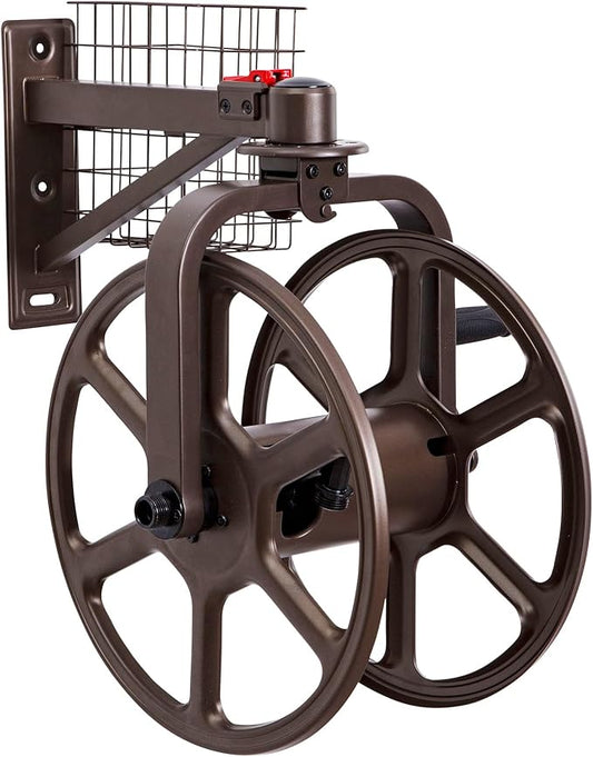 Liberty Garden Single Arm Navigator Hose Reel with Pull Up Latch, Bronze