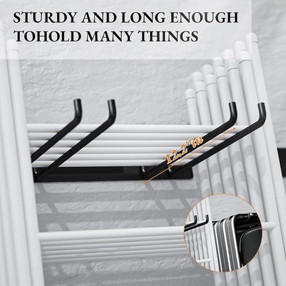 Folding Chair Storage Rack Wall Mount, 2-Pack Garden Tool Organizer | Max Load 240 lbs, Easy Install, Metal, for Lawn, Beach, Camping Chairs