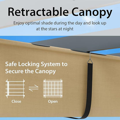 Tangkula 10x13 Ft Outdoor Pergola with Retractable Canopy, Heavy-Duty Aluminum Patio Shelter Pavilion for Deck, Garden, Yard, Beige