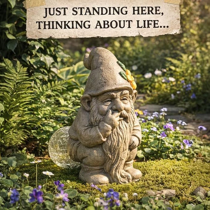 Funny Garden Gnomes Outdoor, Quirky Gnome Statue with Solar Powered for Yard Patio Lawn, Unique Gnomes Gift for Friends Garden Lovers