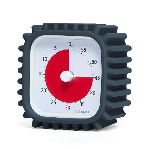 Time Timer MOD with Tire Protective Case - Charcoal Case with Visual Timer - Individual Sized 60 Minute Visual Countdown for ADHD, Autism, Kids, Students, and Pomodoro with Silent Operation (Tread)