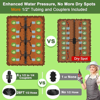 Drip Irrigation Kit for Garden, Quick-Connect Raised Bed Watering System 230FT, Plant Accessories, Drip Line Kit for Greenhouse, DIY Micro Sprinklers Set for Yard Outside,Sistema De Riego Por Goteo