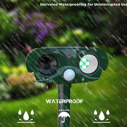 Ultrasonic Cat Repellent Outdoor Solars Animal Raccoon Repellent Ultrasonic Deterrent, 360° Protection for Your Home, Garden, and Farm - Weatherproof and Energy - Efficient