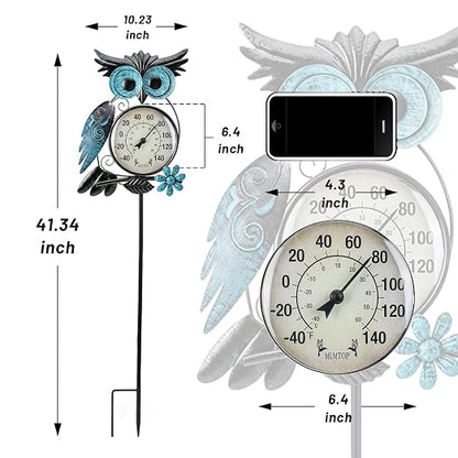 MUMTOP Outdoor Thermometer, Owl Outside Decor for Patio, Yard and Garden | No Battery Needed, Waterproof, Indoor and Outdoor, Easy to Read, Gifts Idea