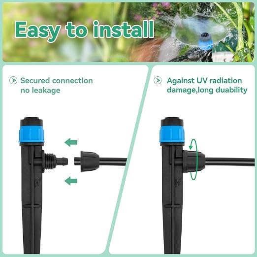 Adjustable Drip Irrigation Emitters for 1/4" Tubing, 25pcs | Adjustable 360 Degree Water Flow, Lock Barbed, Drip Spray Emitters Parts, Garden Watering System