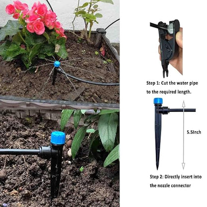 Drip Irrigation System with Water Timer for Garden,Main ID 1/2inch 16.5Ft And 1/4inch 96Ft Water Hose, Automatic Watering System Sufficient Water Pressure, Irrigation Dripper Waterflow Evenly Easy DIY