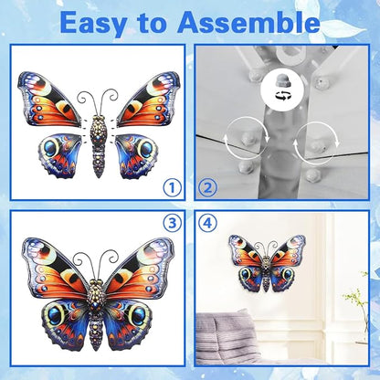 VEWOGARDEN Butterfly Wall Decor, Large Outdoor Metal Hanging Wall Art for Home Outside Patio Garden Fence Decorations