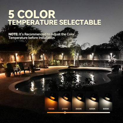 LEONLITE 6-Pack 5CCT 3.74inch Low Voltage LED Deck Lights, Bronze | 180LM, 12-24V AC/DC, CRI90, UL Listed, Die-cast Aluminum Housing, Frosted Glass Lens, 1800K/2700K/3000K/4000K/5000K
