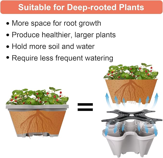 GameXcel Vertical Planter Tower - 7 Tier Stackable Garden Planters with Wheels and Tools Plant Pots for Strawberry Herb Flower and Vegetable Indoor Outdoor Use Gray