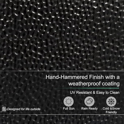 BAYN 2-Pack 24" Tall Metal Planter – Hand-Hammered Textured Large Black Flower Pots Box with Saucer for Outdoor&Indoor, Garden, Porch, Patio, Yard with Pre-Drilled Drainage Holes
