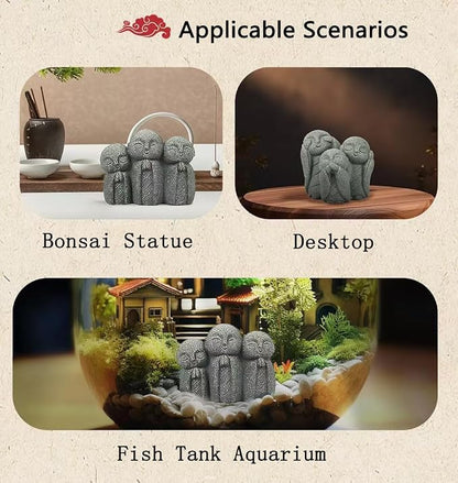 livelyfish Japanese Aquarium Monk Statue Zen Buddha Statues Asian Sandstone Sculpture for Wealth Good Luck Home Fish Tank Decor, F