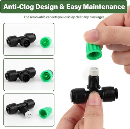 Kalolary 133FT Quick-Connect Drip Irrigation System Kit, Automatic Garden Watering System with 1/4" & 1/2" Tubing,Push-to-Fit Fittings & Adjustable Drip Emitters for Raised Garden Beds Greenhouse Lawn