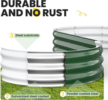 Pattiumo Galvanized Raised Garden Bed 6x3x1 FT, Oval Metal Raised Garden Bed Outdoor Planter Box with Open Bottom, Rust-Resistant Steel Garden Bed for Vegetables Herbs Flowers, Easy Assembly