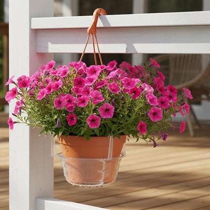 Curtis Wagner Plastics Hanging Basket Drip Pans (5-Pack) | Clear, Round (Diameter = Base 9", Top 12", Depth 3.75") Hanging Plant Tray Saucer with Built-in Hooks & Water Catcher for Indoor & Outdoor