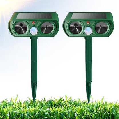 2 Pack Solar Ultrasonic Animal Repellent Deer Repellent Devices Cat Repellent Outdoor Motion Activated Rabbit Squirrel Repellent Waterproof for Yard, Farm, Garden