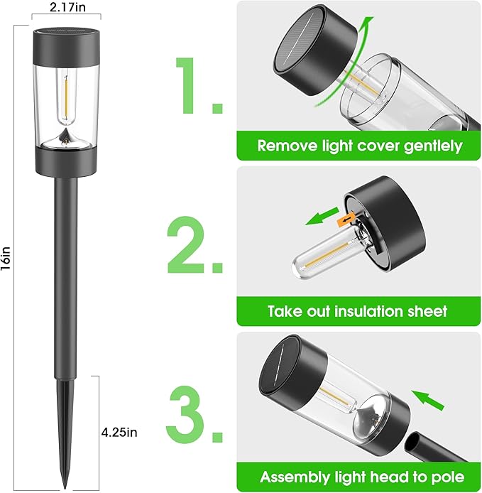 Eyrosa Solar Lights Outdoor, 8 Pack Waterproof Solar Landscape Lighting for Pathway Garden Yard Path Walkway Driveway Lawn Patio Outside Decor, Cool White