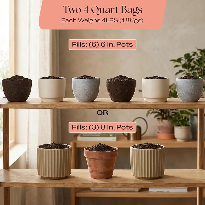 Rosy Soil Cactus & Succulent Potting Mix, 4 Quarts, Pack of 2 | Organic Succulent Potting Soil, Chunky Fast Draining, Peat-Free, Root Boosting Mix, For AloeVera, Cacti, Indoor Succulents