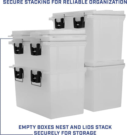 Sheffield XL Ammo Box Made in USA, Stackable Lockable Ammo Storage Box | 4 Pack Lockable Storage Box, Water and Dust Resistant Dry Box, Secures Hunting Gear, Gun Accessories, Supplies, and Bullets