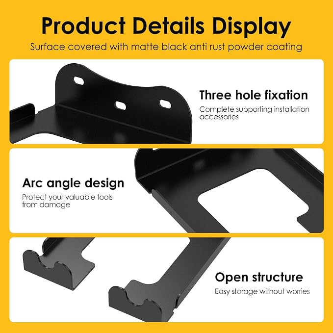 4 Pack Weed Eater Hanger Wall Mounted Bulk Weedeater Garage Trimmer Rack Heavy Duty Garden Tool Hanger Steel Weed Whackers Holder Organizer Hooks for Grass Garden Tools (Black)