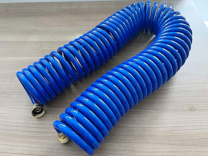 SANFU PU Recoil Garden Water Hose 3/8"ID(9.5 x 12.7mm) x 50ft Premium with 3/4"Inch Brass Fittings Retractable, Outdoor Patio Hose Marine&Boat, Blue(50')