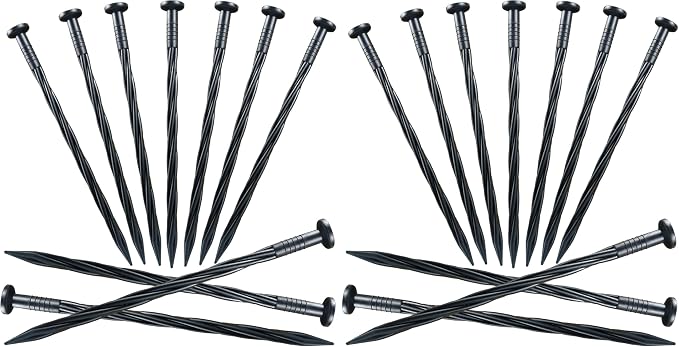 80 Pcs 8 Inch Plastic Edging Nails, Spiral Landscape Fabric Edging Anchoring Stakes Nylon Landscaping Anchoring Spikes Garden Lawn Yard Spikes for Weed Barrier, Paver Edging, Artificial (Pack of 2)