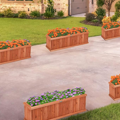 Giantex Raised Garden Bed Flower or Vegetable Planter Window Mounted Plant Box for Garden, Yard Wood Box for Planting, 40"x12"x12"