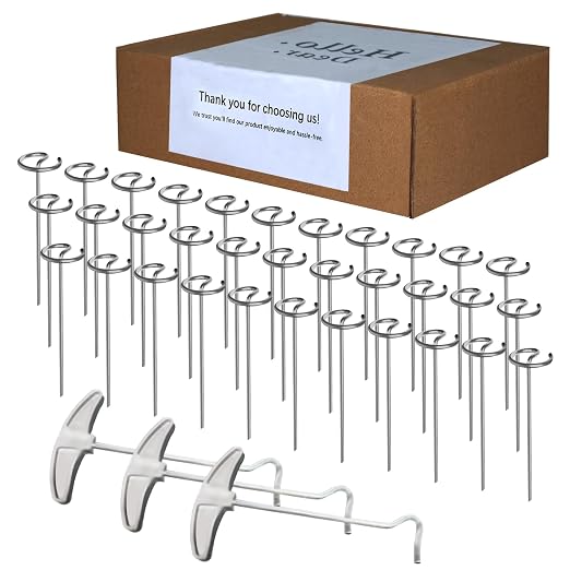 360 PCS Landscape Fabric Pins, 8 Gauge Galvanized Steel Garden Staples with 1.3 inch Larger Circle Top & Free Staple Puller - Heavy Duty Weed Barrier Pins (360 Pcs Galvanized Steel)