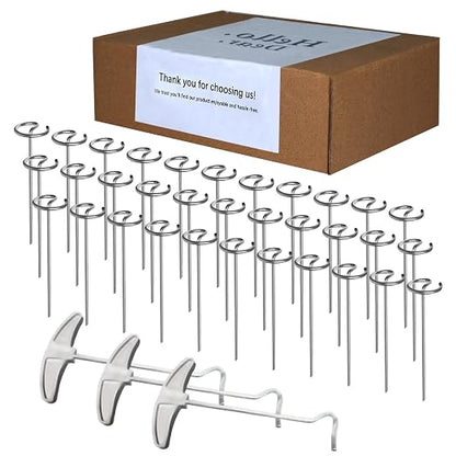 360 PCS Landscape Fabric Pins, 8 Gauge Galvanized Steel Garden Staples with 1.3 inch Larger Circle Top & Free Staple Puller - Heavy Duty Weed Barrier Pins (360 Pcs Galvanized Steel)