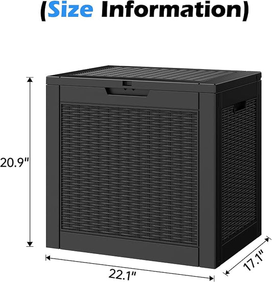 Outdoor Storage Box, 32 Gallon Resin Deck Boxes Outdoor Waterproof For Patio Furniture, Garden Tools, Pool Supplies, Lockable And UV Resistant (a Set of 2,Rattan Black)