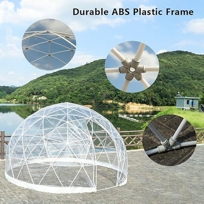 CZGBRO 12FT Garden Dome House, Outdoor Clear Dome Tent Shelter Geodesic Dome 5-7 Person for Backyard Patios, Canopy Gazebos Screen House Room Lean to Greenhouse