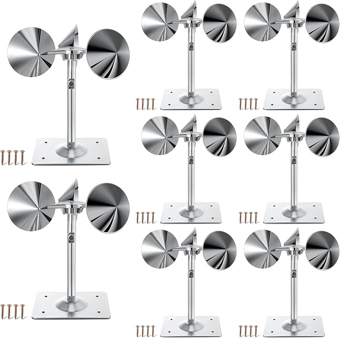 8 Pack Reflective Spinning Bird Deterrent, Wind Powered Aluminum Bird Repeller Scarer Deterrent Devices Outdoor, Repels All Birds Pigeons Sparrows Woodpeckers for Garden Railing Roof Adjustable Neck