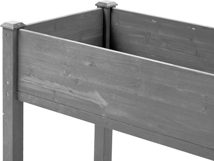 Raised Garden Bed with Legs Elevated Wooden Planter Box for Backyard Patio Balcony Deep Grow Box for Vegetables Flowers Fruits & Herbs (Grey, 48x24x30in)