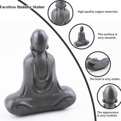 Faceless Buddha Statue Indoor, Solid Cast Iron Buddha Figurine, Minimalist Buddha for Home Decor, Indoor Desk Zen Decor for Spiritual Room Meditation