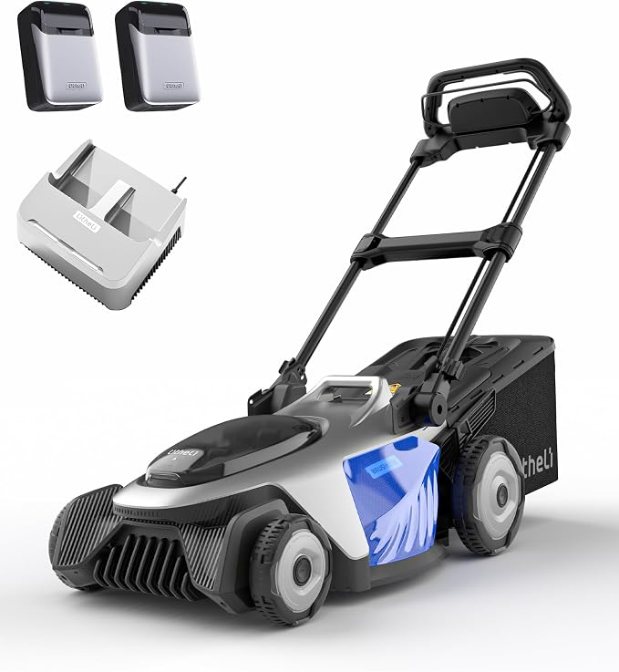 Litheli 21" Electric Lawn Mower Cordless, Self-Propelled Electric Mower with 40V Brushless Motor, Battery Powered Lawn Mower 2×8.0Ah Batteries and Rapid Charger Included