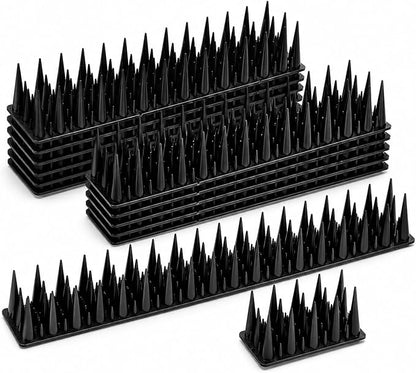 Bird Spikes for Outside, 20 Pack 20 FT Plastic Pigeon Deterrent Spikes, Dense Anti-Climb Strips for Squirrels, Raccoons & Cats, Cuttable Fence Spikes for Roof, Railing, Window Sill(Black)