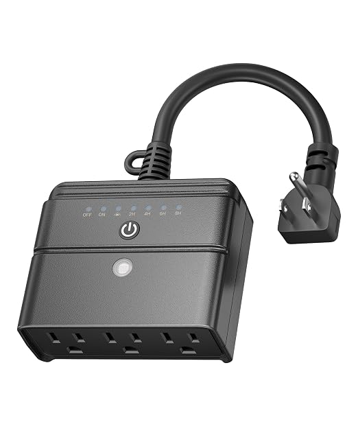 BN-LINK Outdoor Light Timer, Waterproof Plug-in Dusk-to-Dawn Controller with 3 Grounded Outlets for Christmas & Halloween String Lights, 15A 1/2HP, ETL Listed