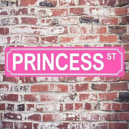 Pink Room Decor Princess Street Sign Y2k Princess Room Decor Pink Princess St Metal Tin Sign Bedroom Decorations 16x4 Inches