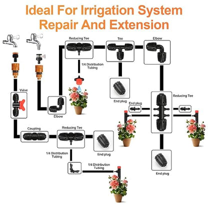 1/2 Inch Drip Irrigation End Plug Fittings, 10 Pieces 1/2'' Drip Line Barbed Locked End Cap Connectors for 1/2 Inch Irrigation Tubing (1/2" ID x 0.670" OD) for Garden Watering System