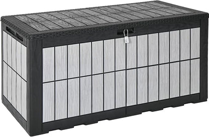 YITAHOME 134 Gallon Large Deck Box | Waterproof Resin Outdoor Storage Box with Lock, Doubles as Bench Seating for Patio Furniture Cushions,Garden Tools & Pool
