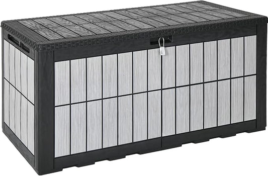 YITAHOME 134 Gallon Large Deck Box | Waterproof Resin Outdoor Storage Box with Lock, Doubles as Bench Seating for Patio Furniture Cushions,Garden Tools & Pool